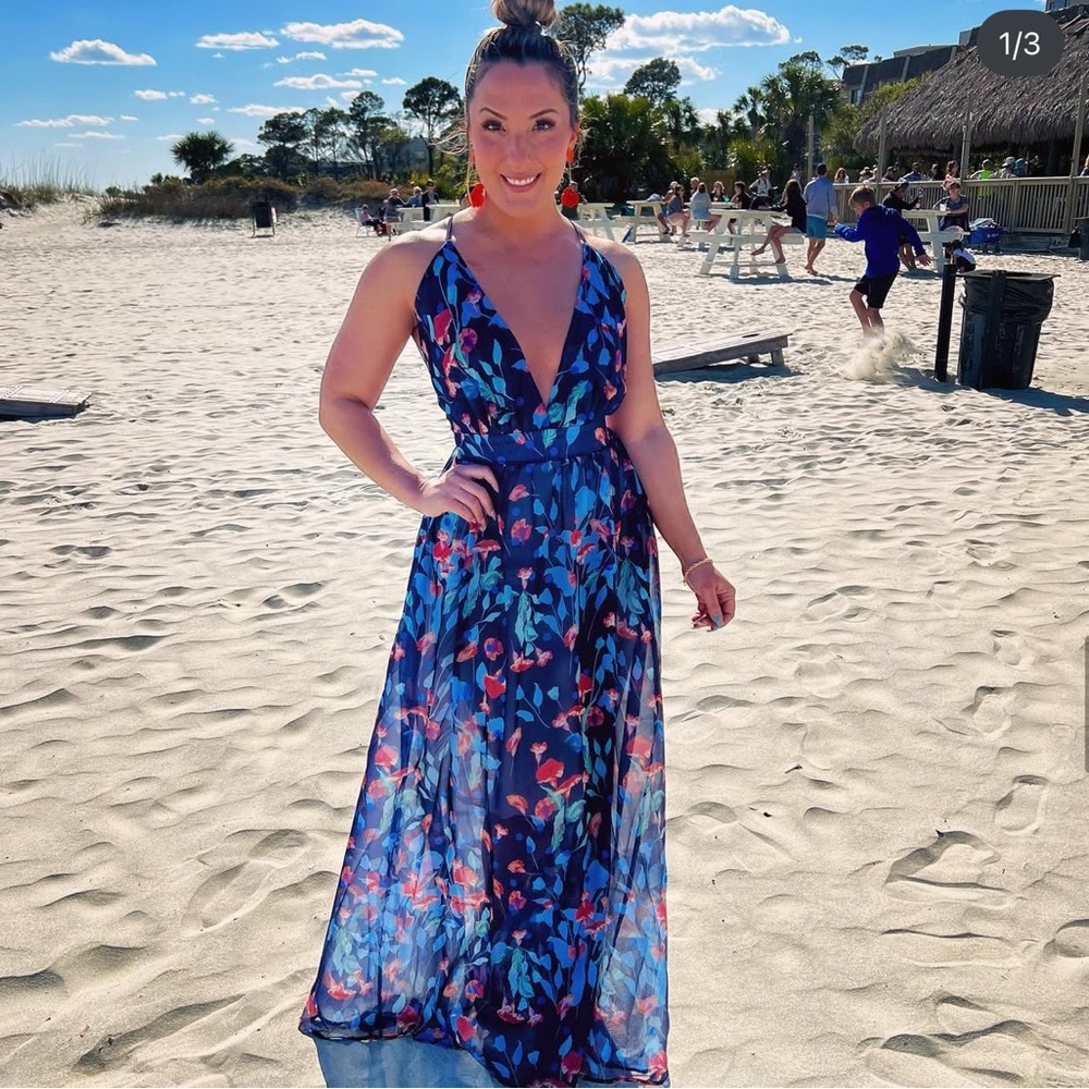 Floral Blue Maxi Dress - Picture 10 of 10